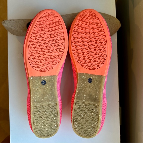 Rothy's Two-Tone Knit Ballet Flats in Pink and Coral Blue Trim Size W12 - Picture 6 of 10